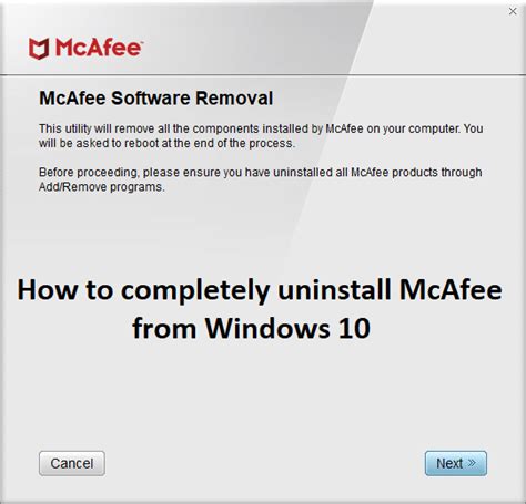 mcafee won't uninstall windows 10